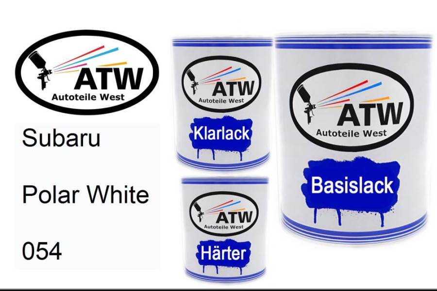 Subaru, Polar White, 054: 1L Lackdose + 1L Klarlack + 500ml Härter - Set, von ATW Autoteile West.